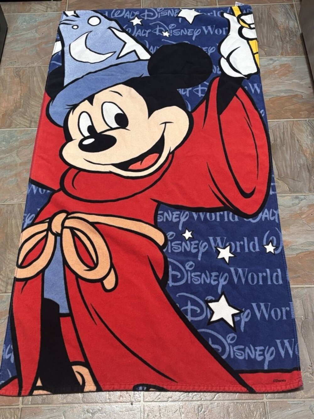 Vintage Walt Disney Exclusive Fantasia Mickey Mouse Beach Towel Made In Brazil